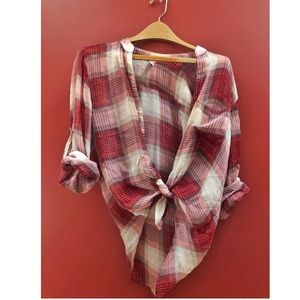 Sheer Plaid Button Down